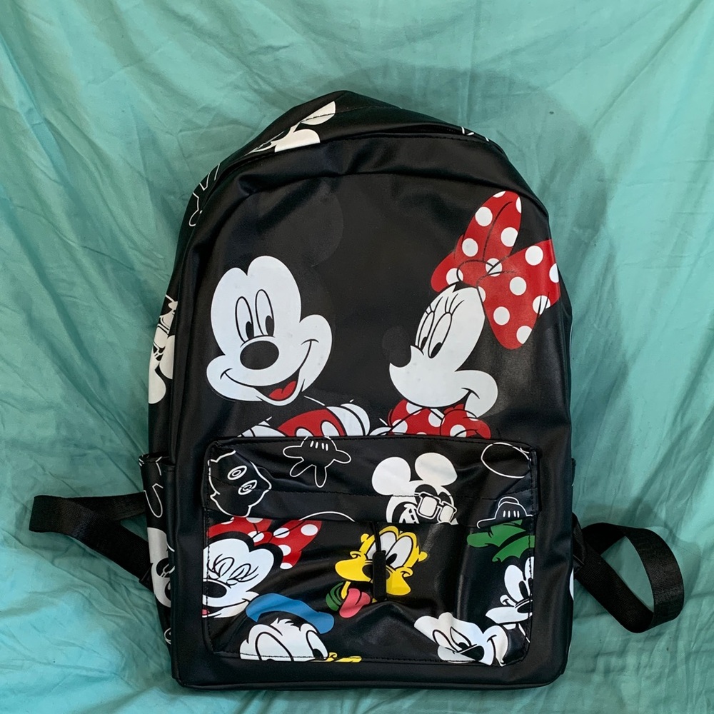 Disney Black Backpack with Red and White Minnie Polka Bow